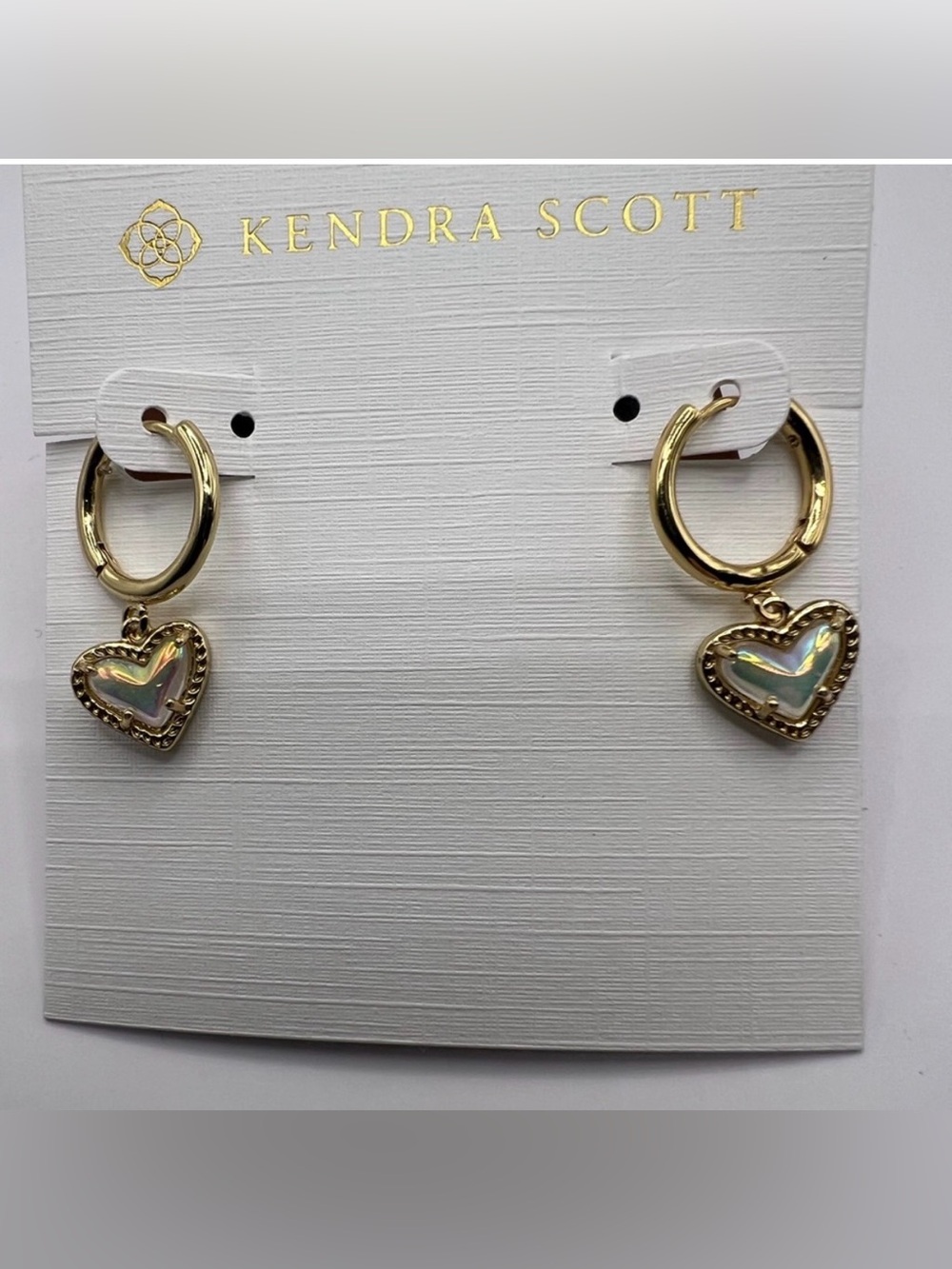 Kendra Scott Gold Heart Hoop Earrings with Dichroic Glass